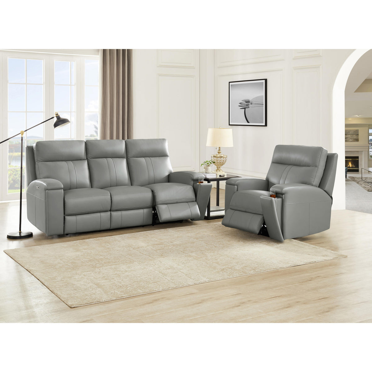  Amax Leather Sullivan 7076W-10P2Z-2517 Power Zero Grav. Recliner - Silver Gray IMAGE 9
