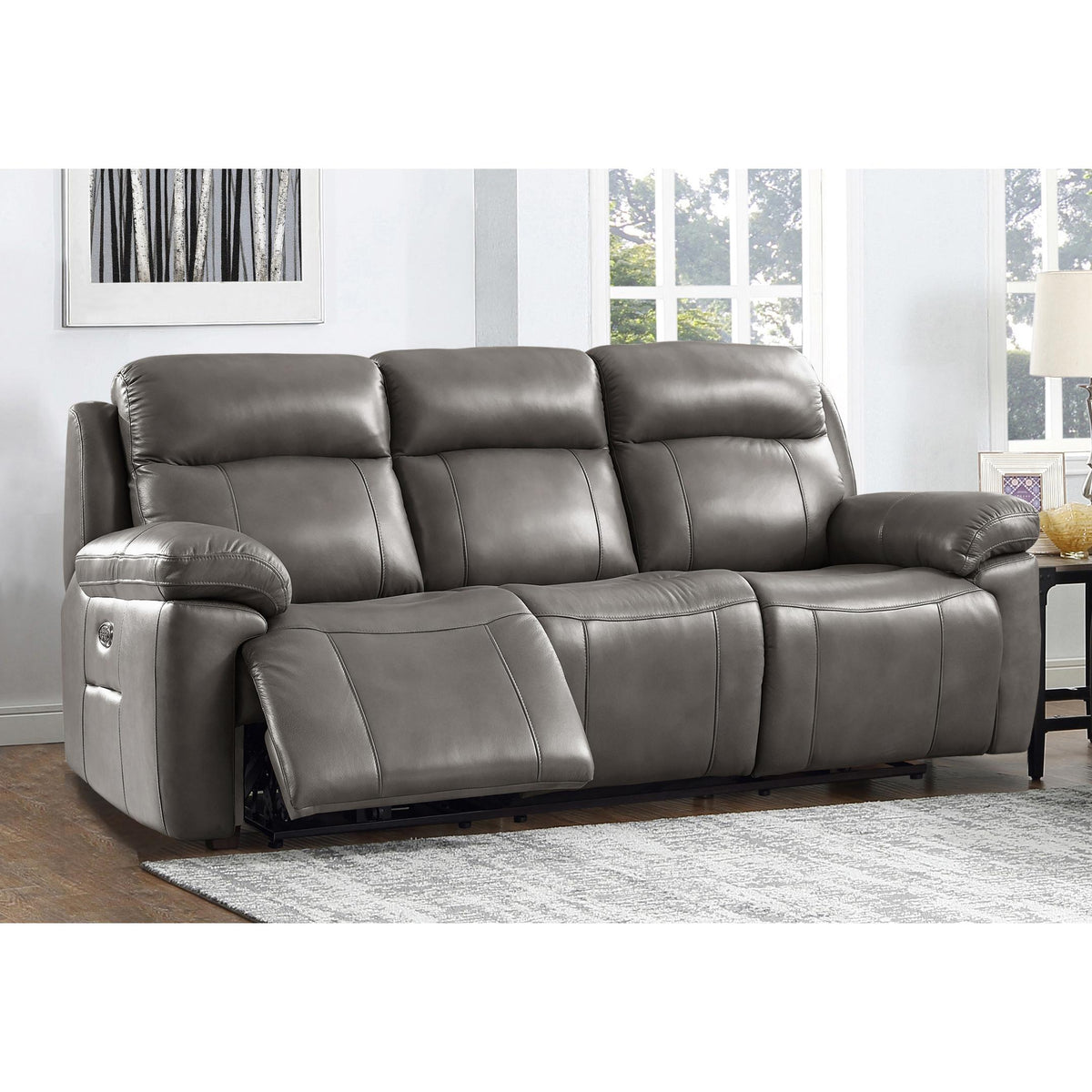  Amax Leather Sydney 6565 Power Reclining Zero Gravity Sofa - Chatham Grey IMAGE 3