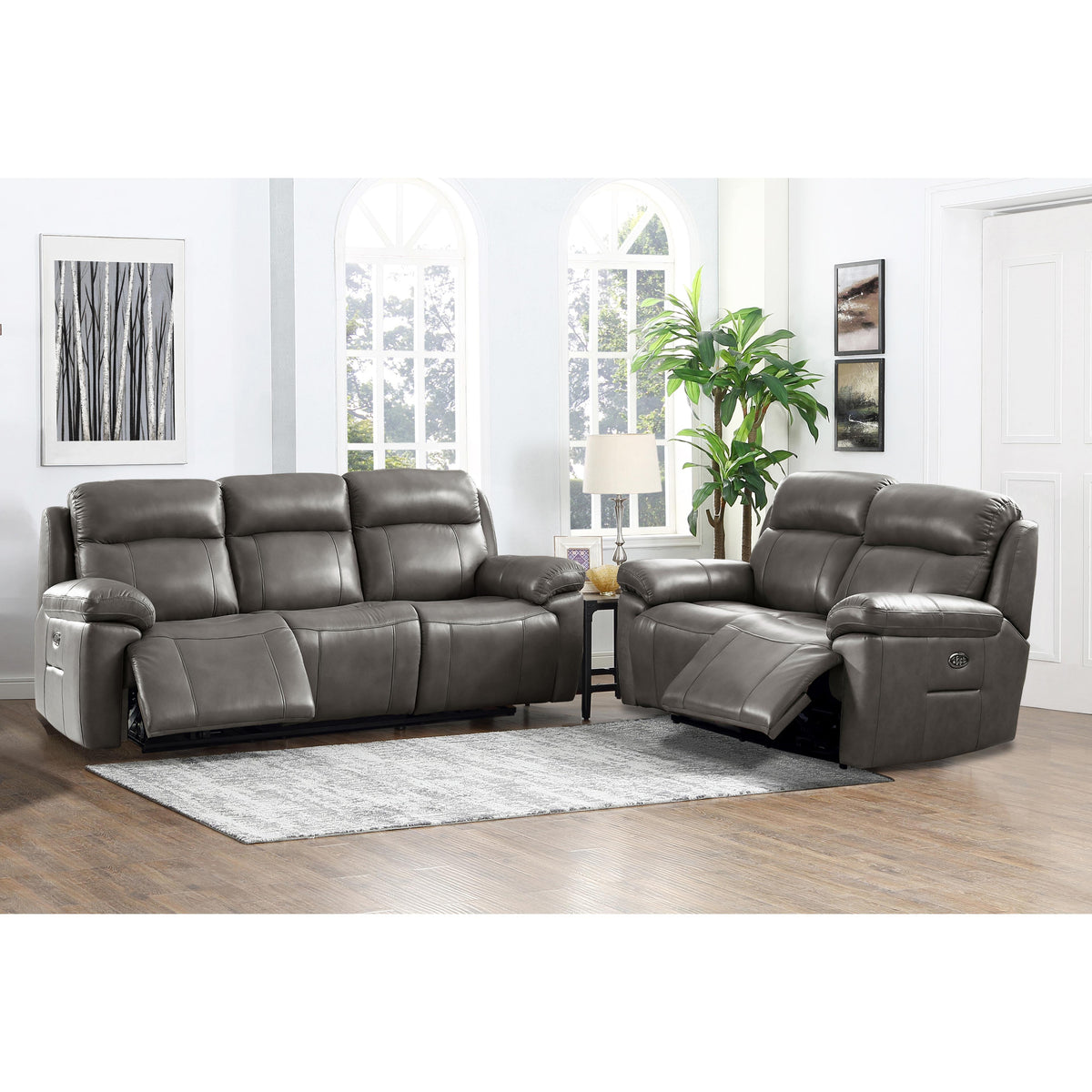  Amax Leather Sydney 6565 Power Reclining Zero Gravity Sofa - Chatham Grey IMAGE 4