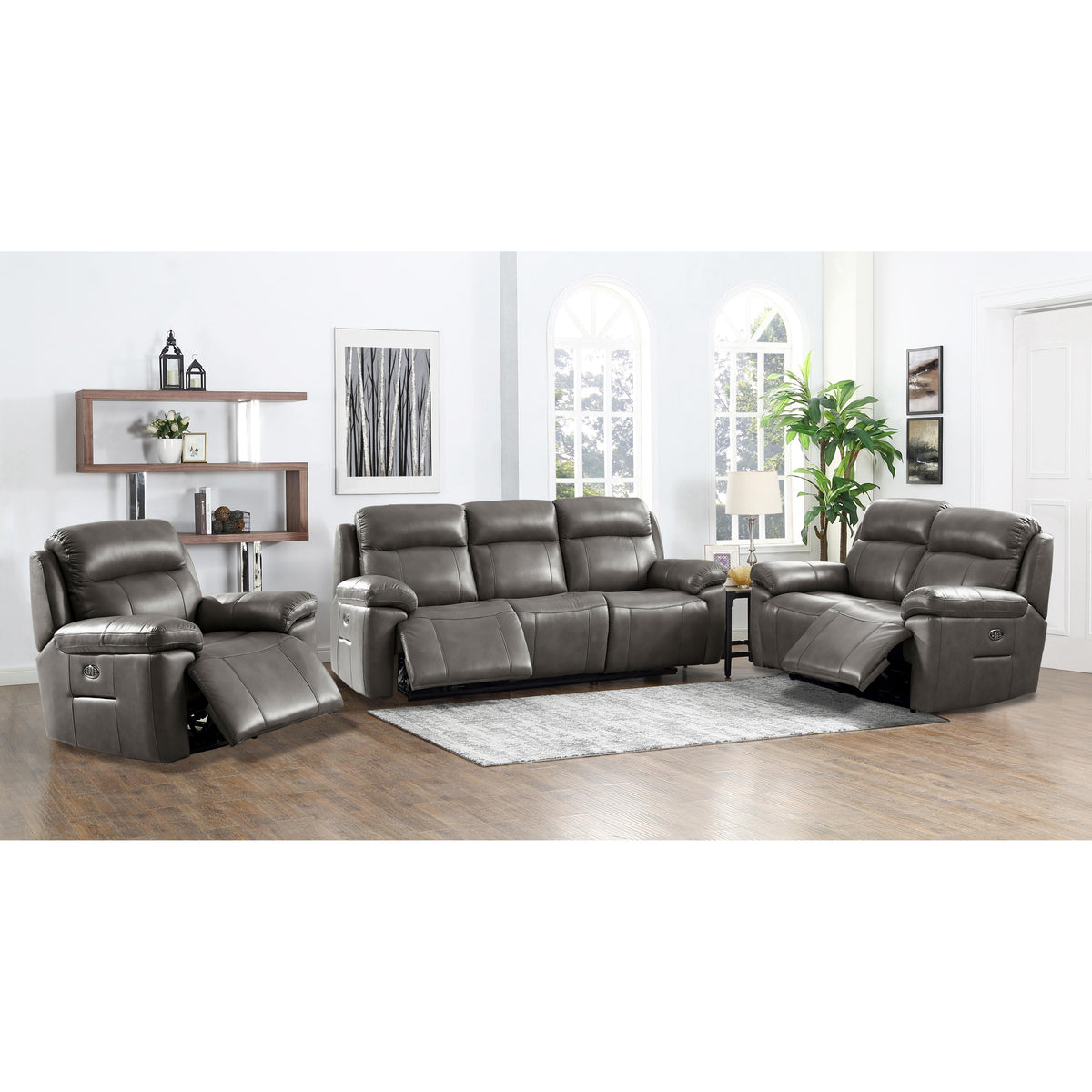  Amax Leather Sydney 6565-10P3Z-2131A Power Reclining Zero Grav. Recliner - Chatham Grey IMAGE 2