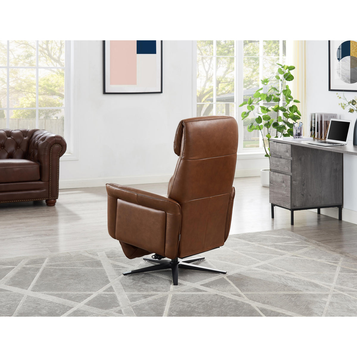  Amax Leather Tulip 8001S-10PSB-1566A Power Swivel Recliner with Battery Pack - Tobacco IMAGE 12