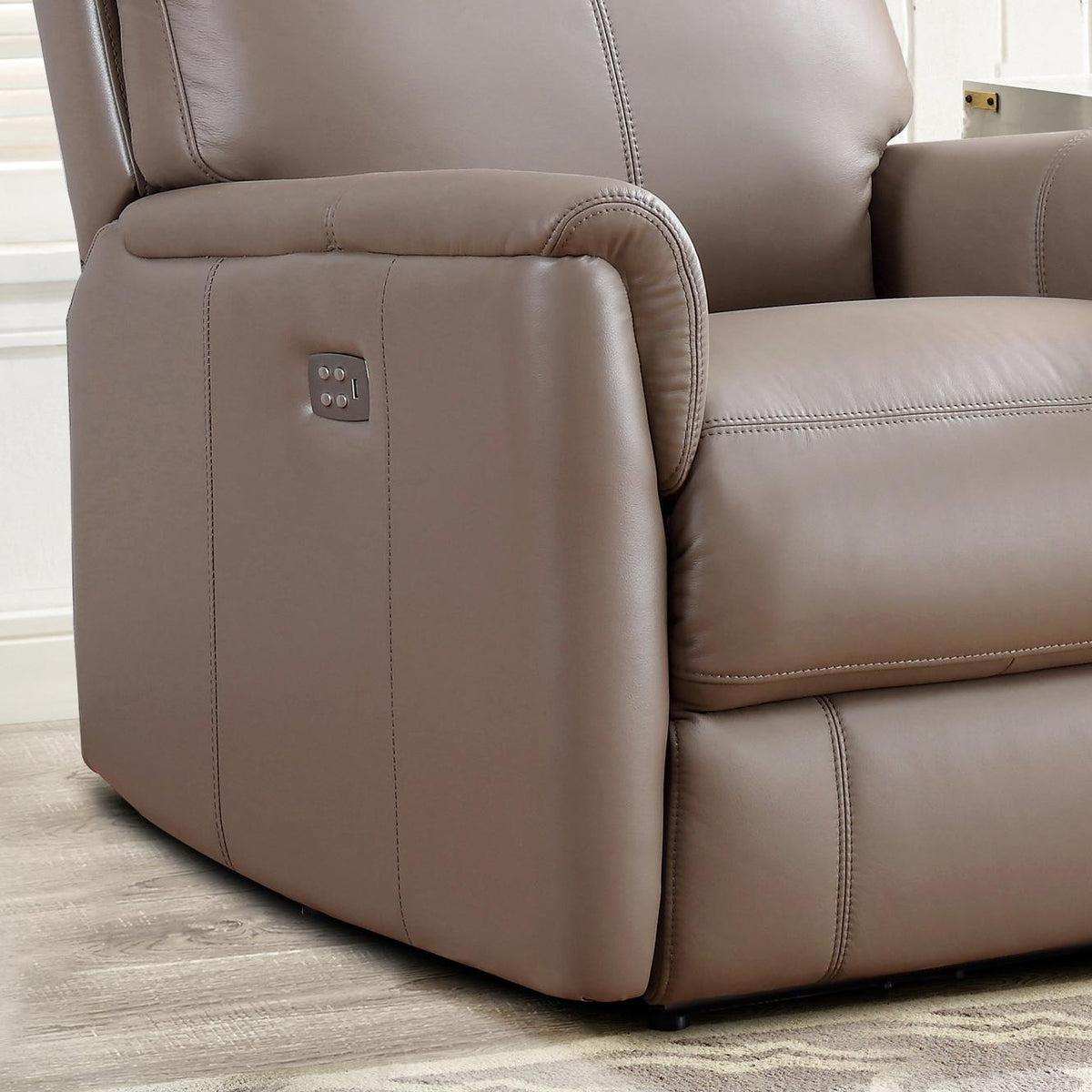  Amax Leather Columbia 6915W-10P2-2518 Wide Power Recliner with Headrest - Taupe IMAGE 10