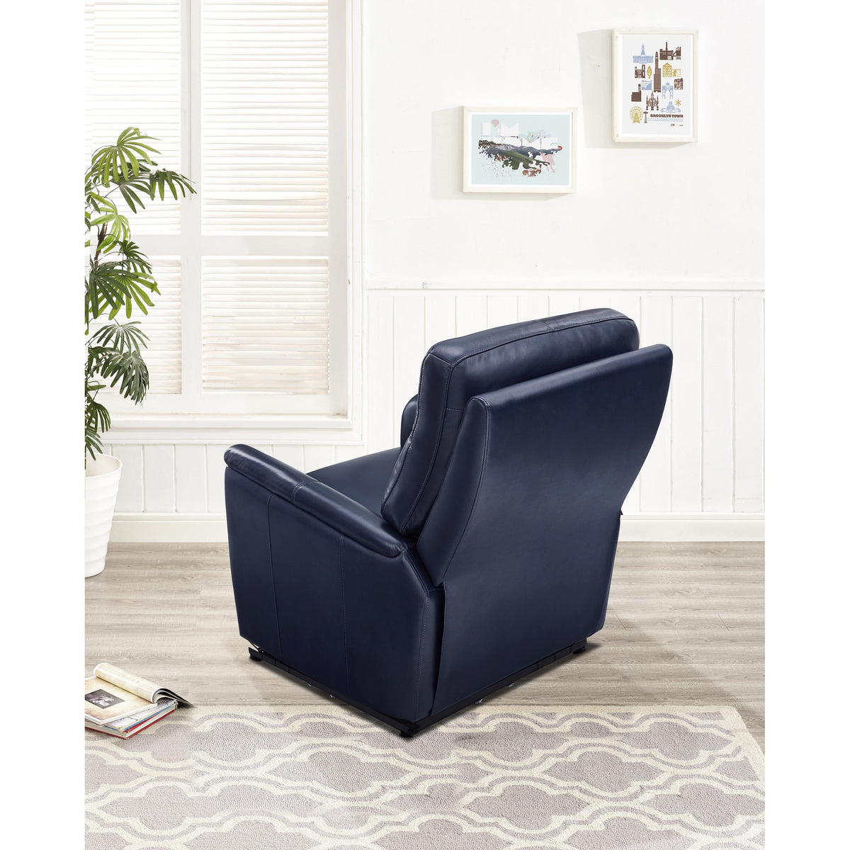  Amax Leather Columbia 6915W-10P2-2199 Wide Power Recliner with Headrest - Blue IMAGE 8