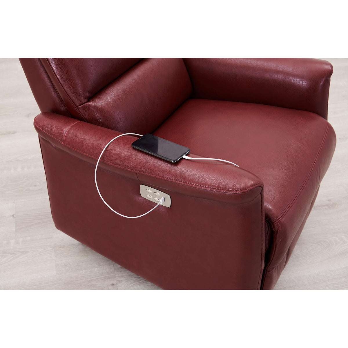  Amax Leather Dante 6610W-10P2-2169 Power Recliner with Headrest - Cranberry IMAGE 9