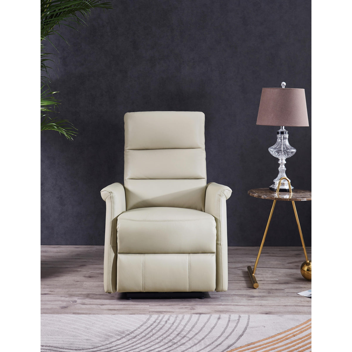  Amax Leather Dante 6610W-10P2-2519 Power Recliner with Headrest - Vanilla IMAGE 2