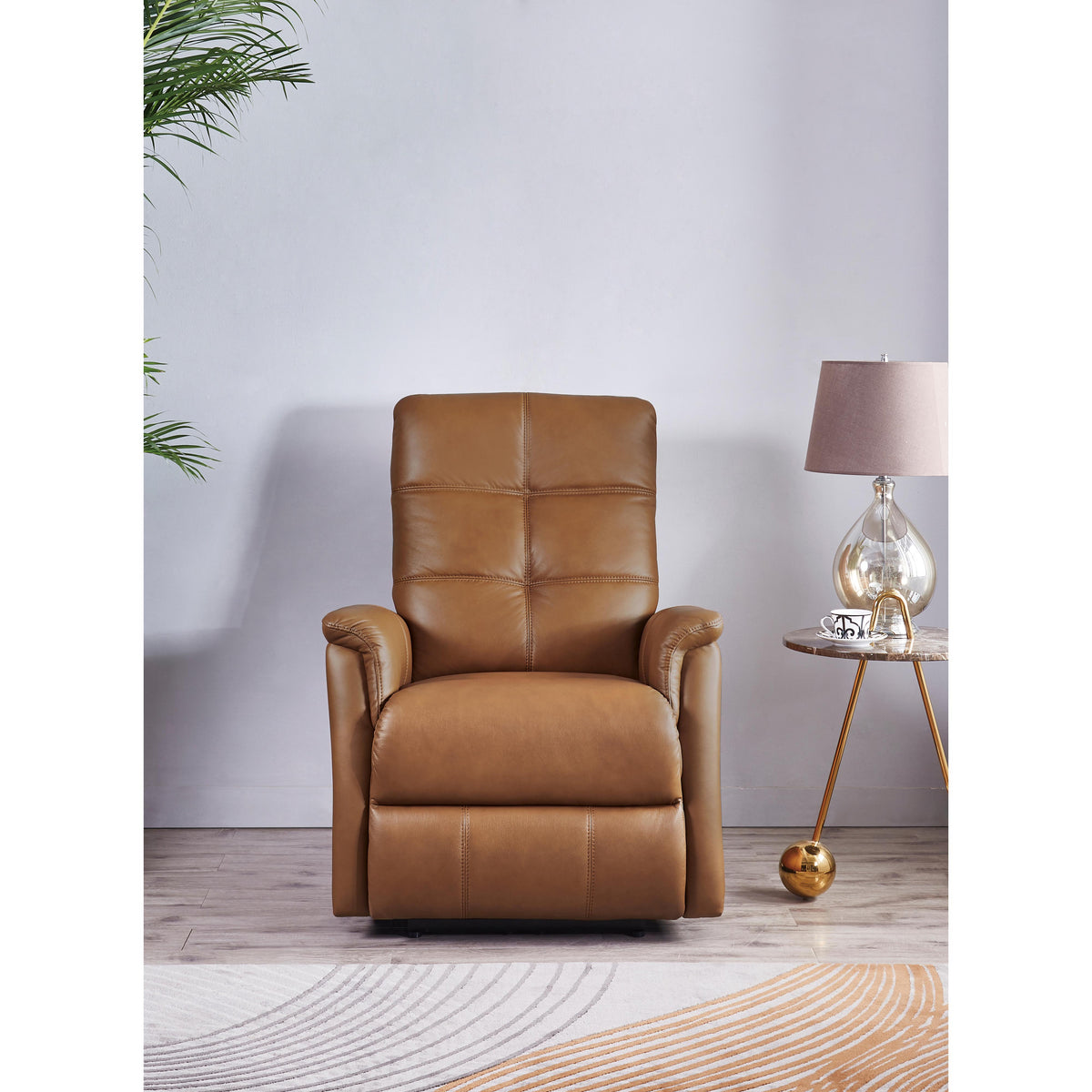  Amax Leather Benson 6673W-10P2-2523 Power Recliner with Headrest - Cognac IMAGE 2