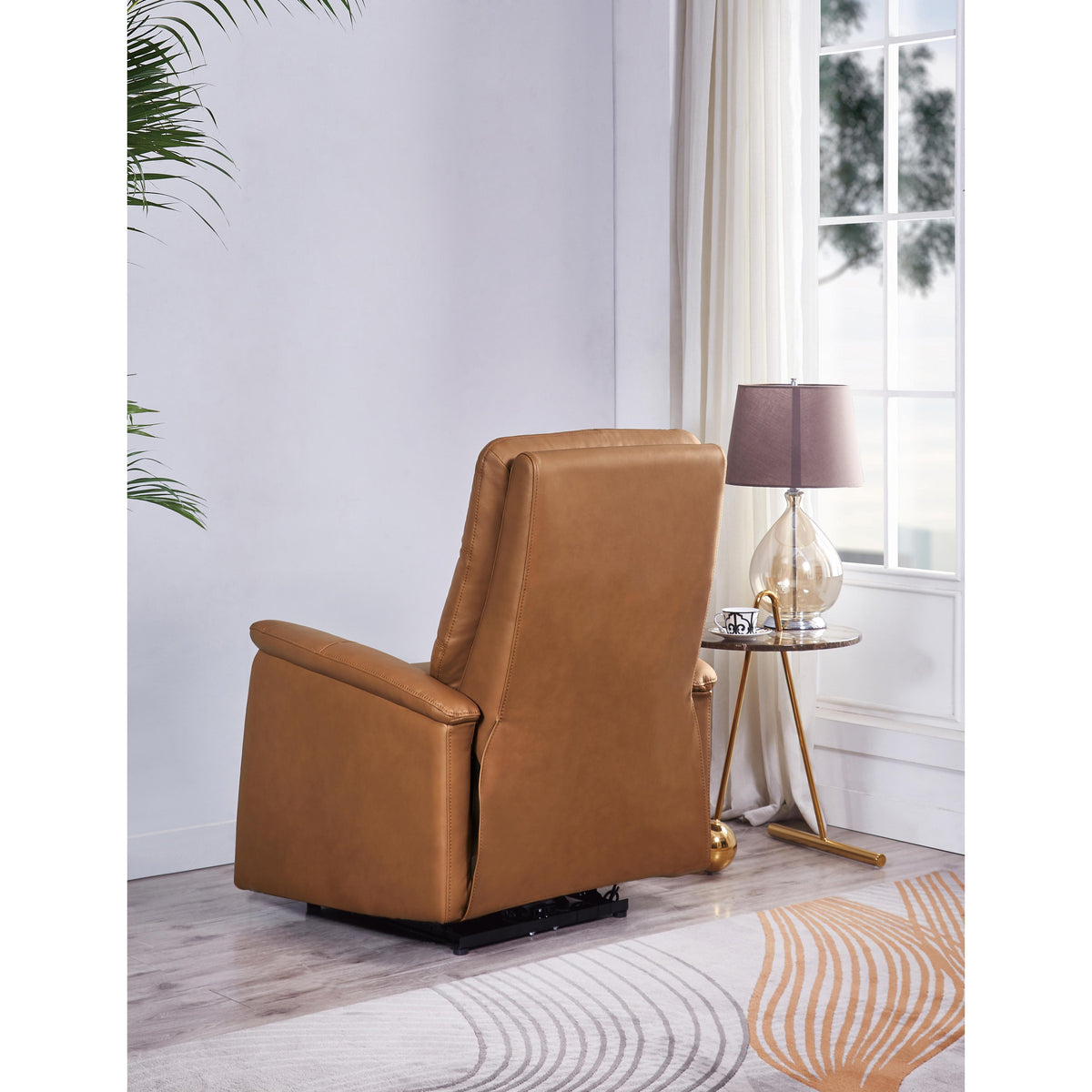  Amax Leather Benson 6673W-10P2-2523 Power Recliner with Headrest - Cognac IMAGE 8