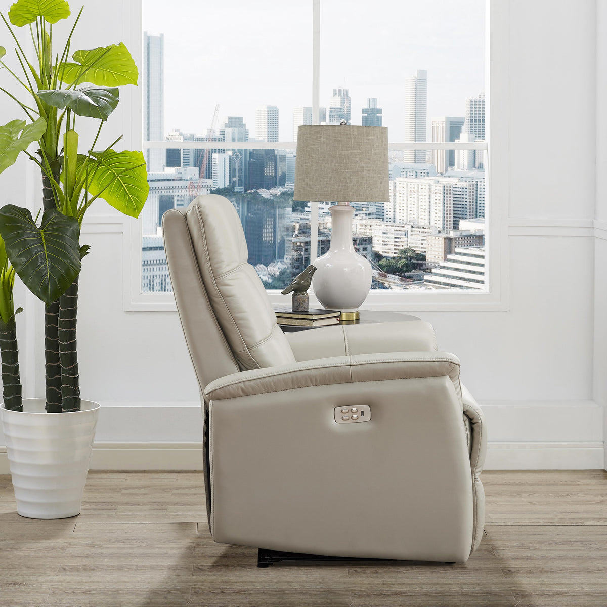  Amax Leather Benson 6673W-10P2-2515 Power Recliner with Headrest - Ice IMAGE 5
