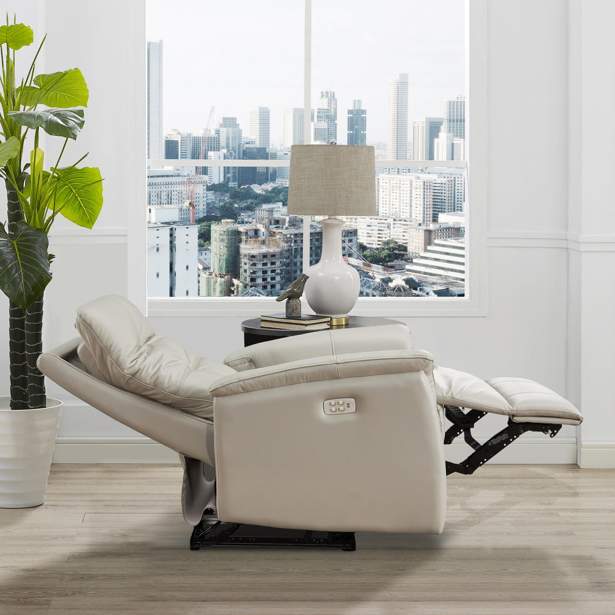  Amax Leather Benson 6673W-10P2-2515 Power Recliner with Headrest - Ice IMAGE 7