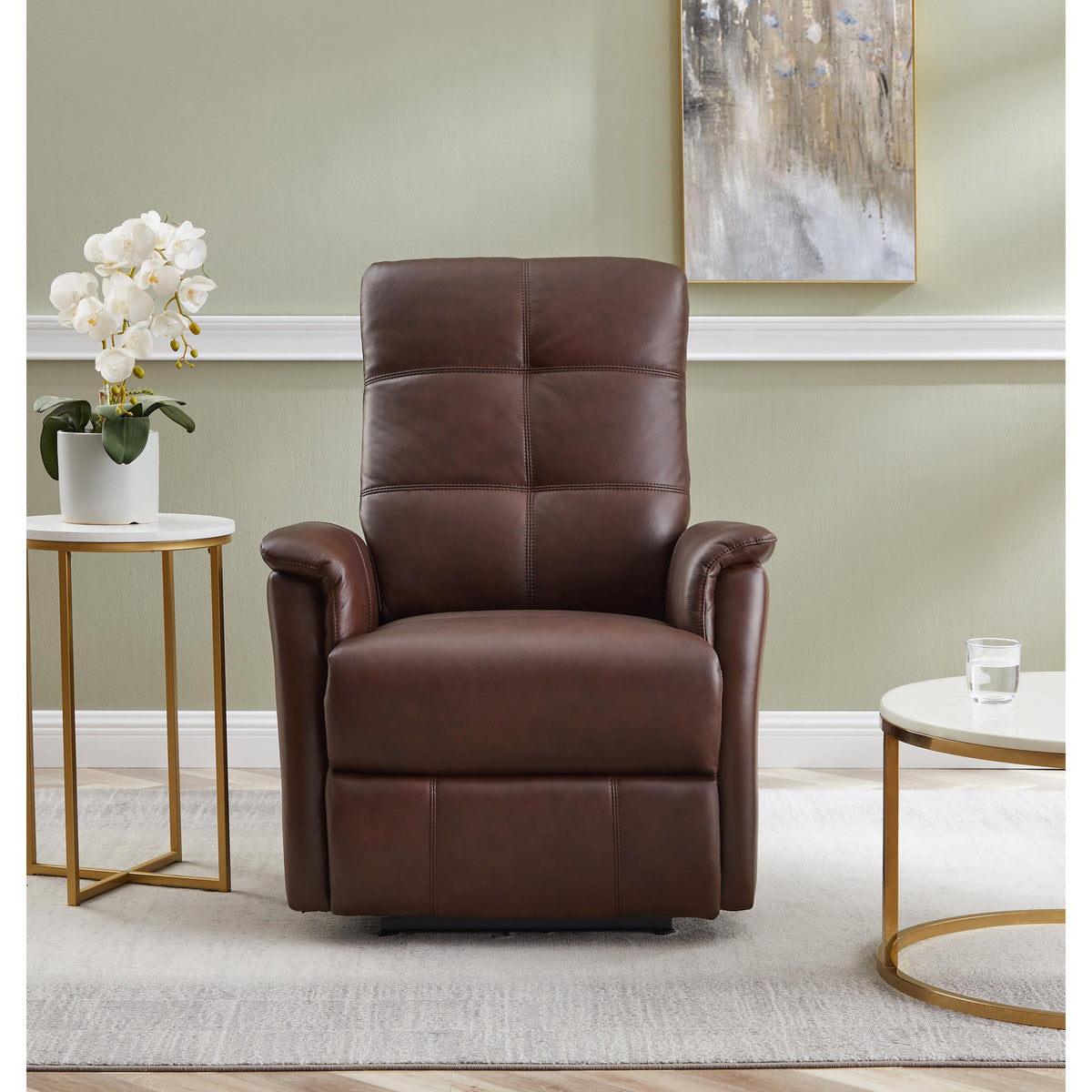  Amax Leather Benson 6673W-10P2-2372 Power Recliner with Headrest - Raisin IMAGE 4