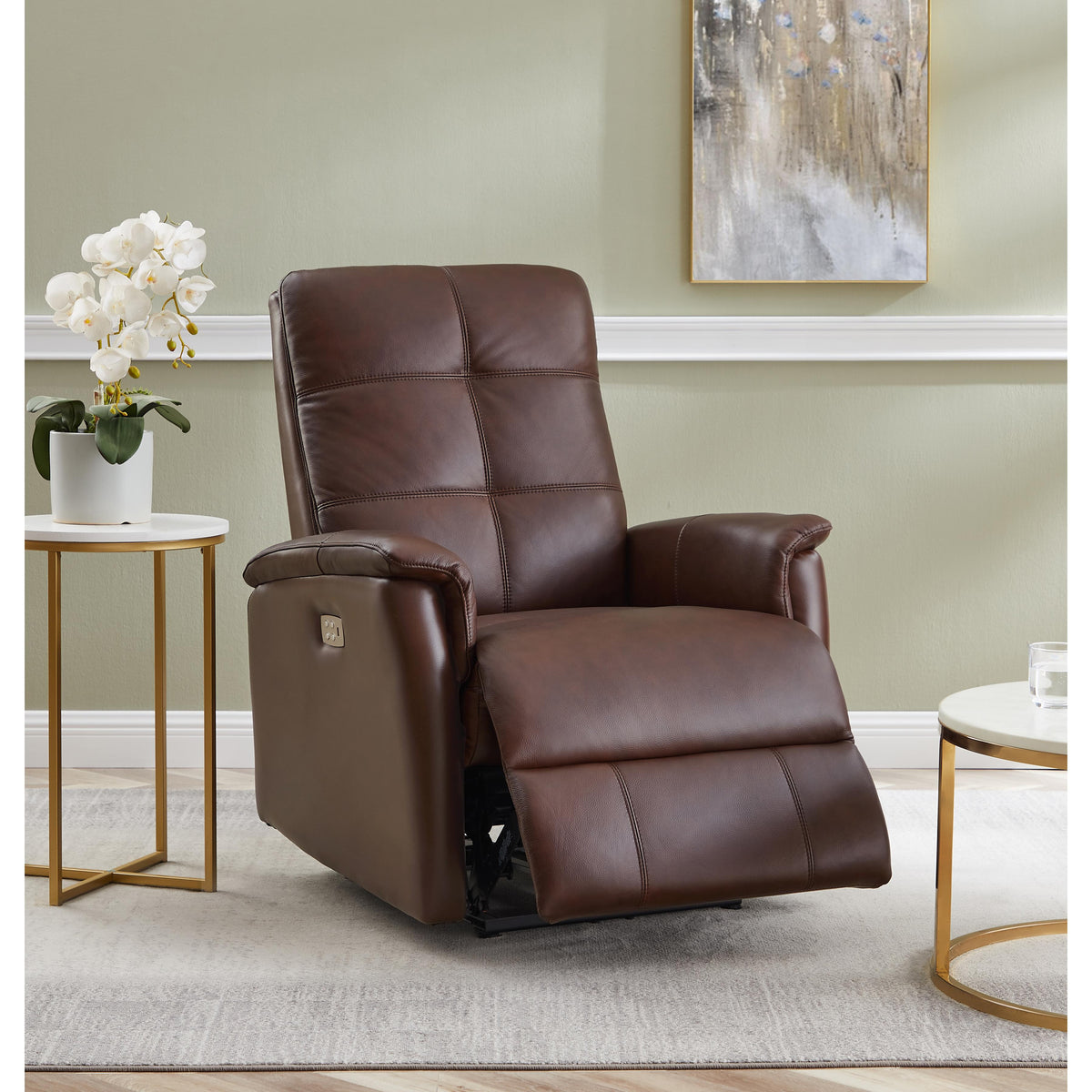  Amax Leather Benson 6673W-10P2-2372 Power Recliner with Headrest - Raisin IMAGE 6