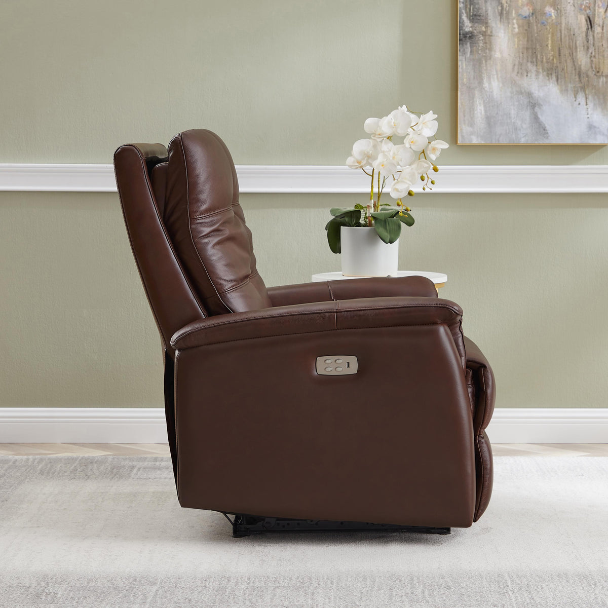  Amax Leather Benson 6673W-10P2-2372 Power Recliner with Headrest - Raisin IMAGE 8