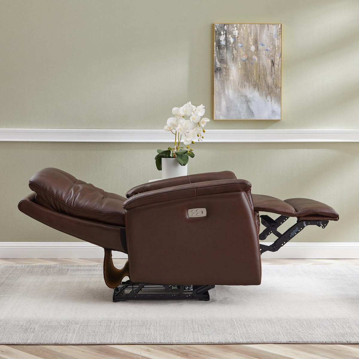 Amax Leather Benson 6673W-10P2-2372 Power Recliner with Headrest - Raisin IMAGE 9