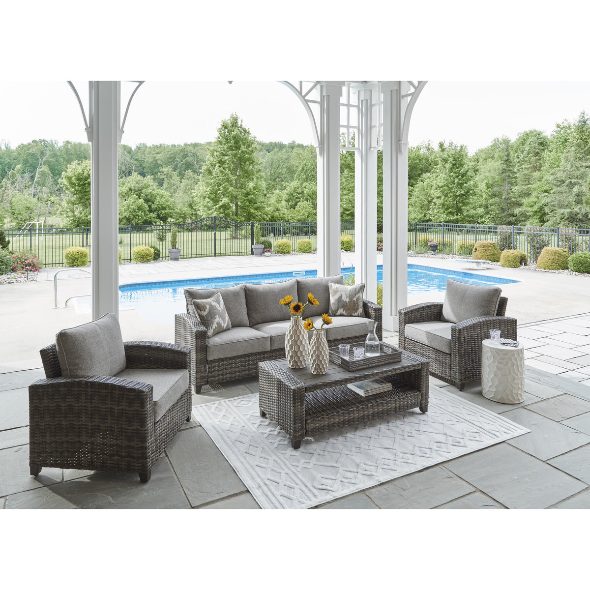 Signature Design by Ashley Oasis Court P335-081 Sofa/Chairs/Table Set IMAGE 8