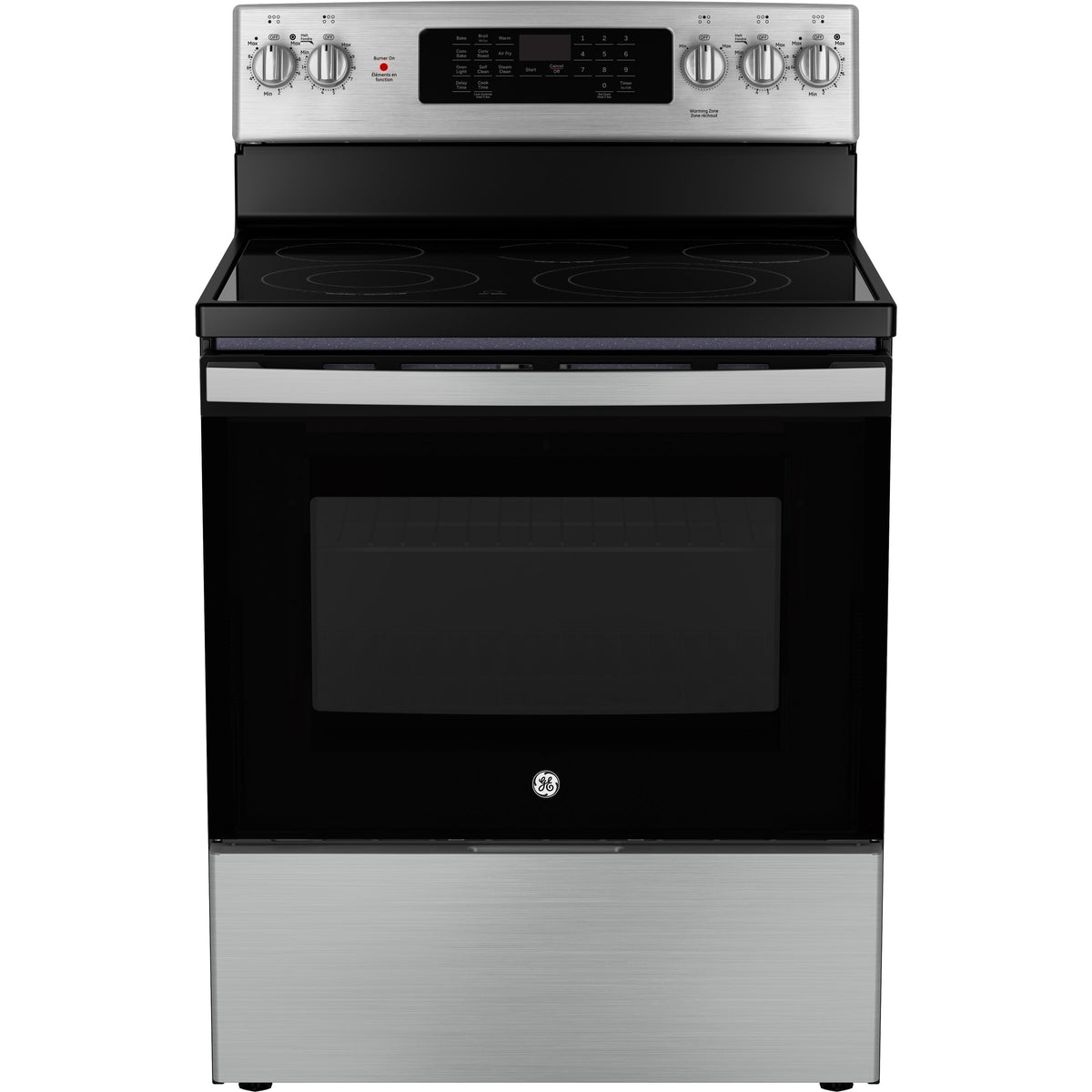  GE 30-inch Freestanding Electric Range with True European Convection Technology JCB840STSS IMAGE 1