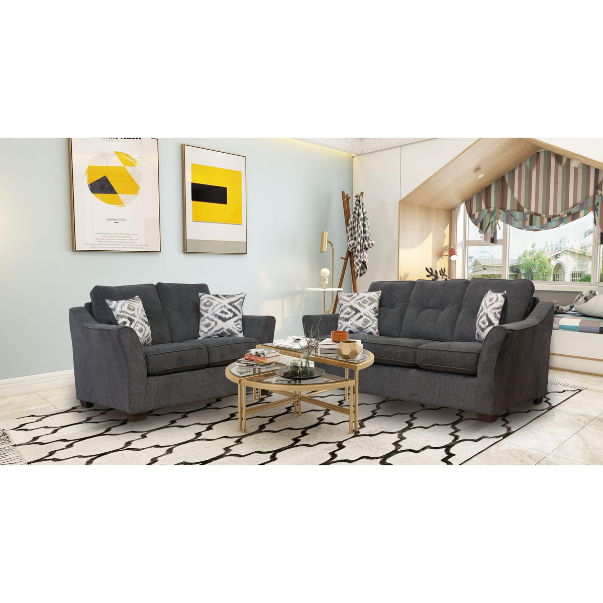  Minhas Furniture Stationary Fabric Sofa AB2052-SAN-S IMAGE 2