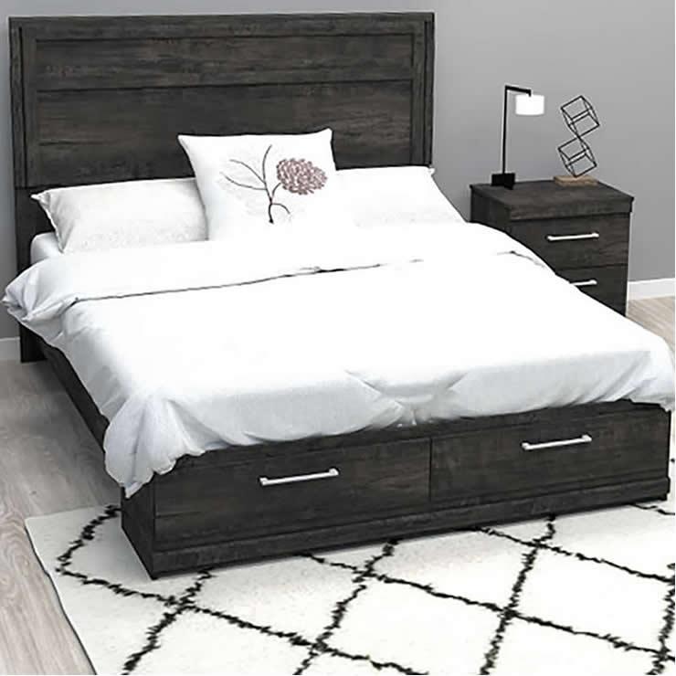  Dynamic Furniture Queen Panel Bed with Storage 290 Queen Panel Bed with Storage - Inky Maple IMAGE 1
