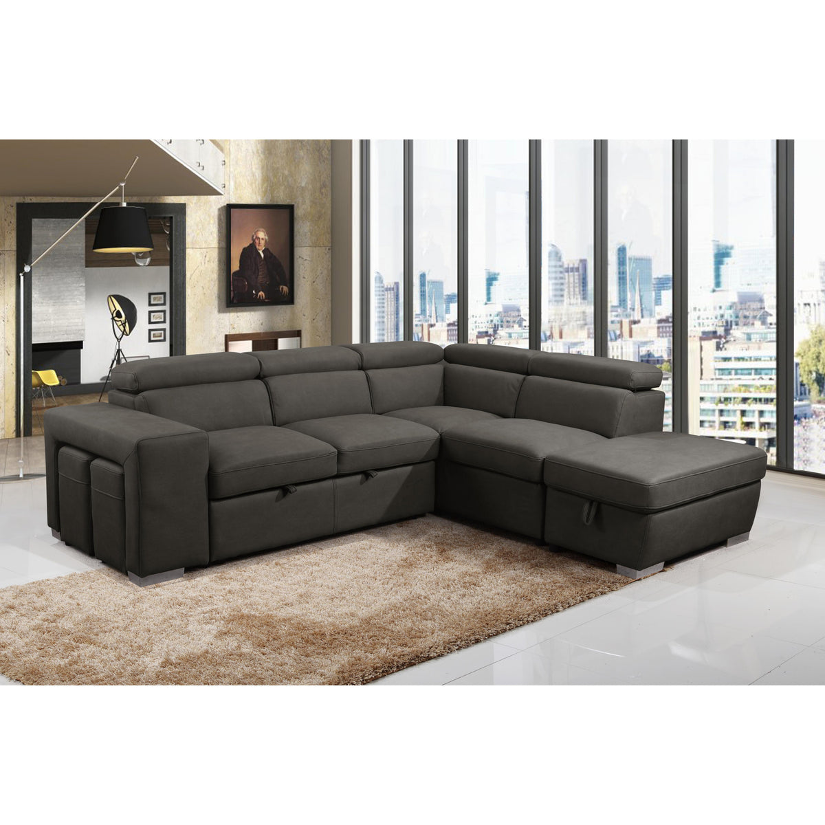  Primo International Pamina 2 pcs Sleeper Sectional - Noble Charcoal IMAGE 2