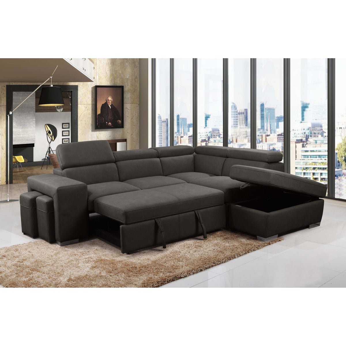  Primo International Pamina 2 pcs Sleeper Sectional - Noble Charcoal IMAGE 3