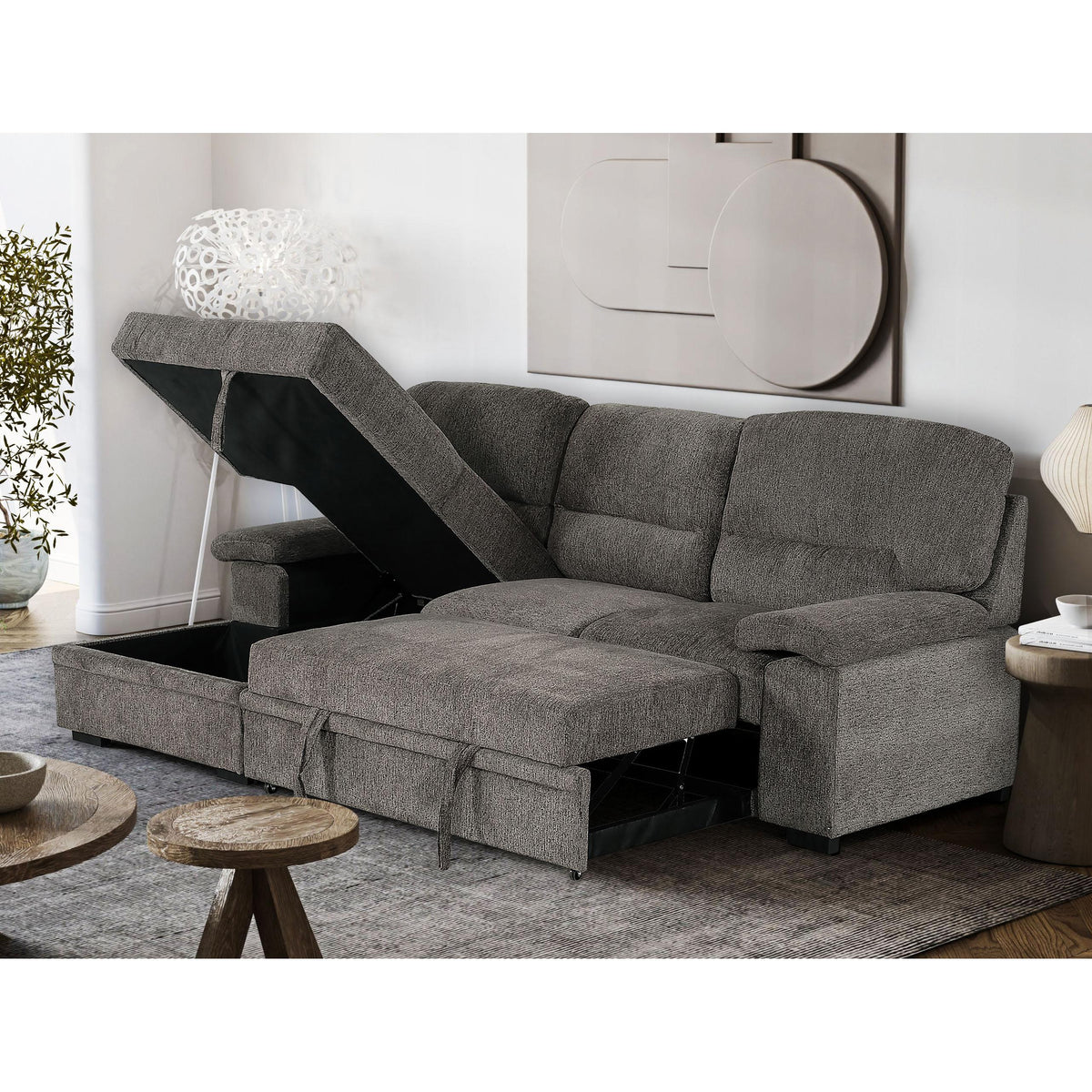  Primo International Danilo 2pc Sleeper Sectional - Knox Charcoal IMAGE 1