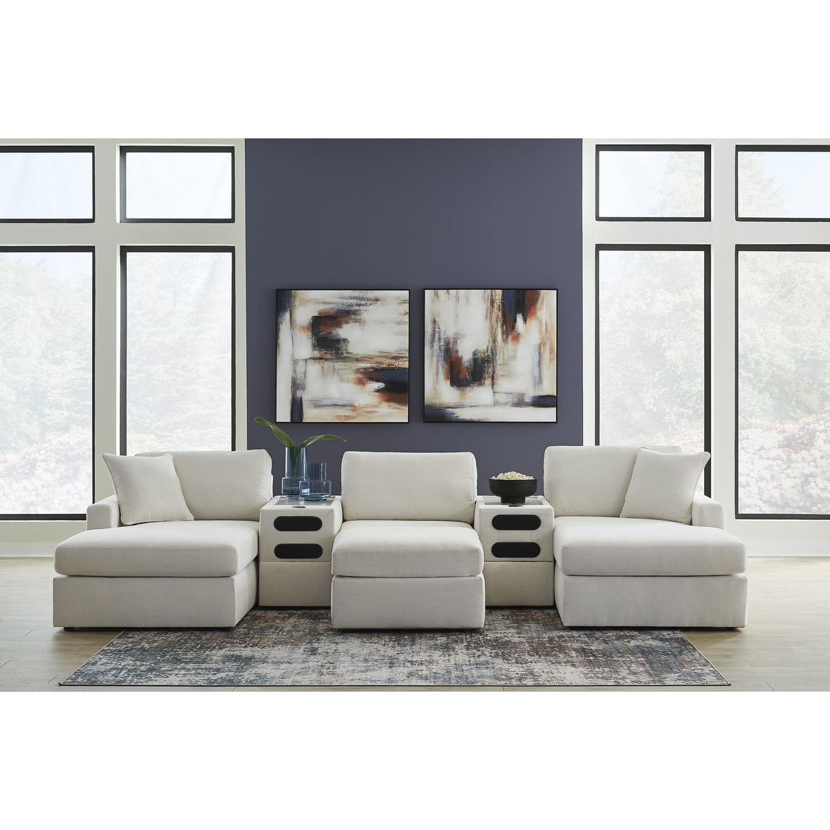  Signature Design by Ashley Modmax 92103S49 5 pc Double Chaise with Audio Consoles IMAGE 3
