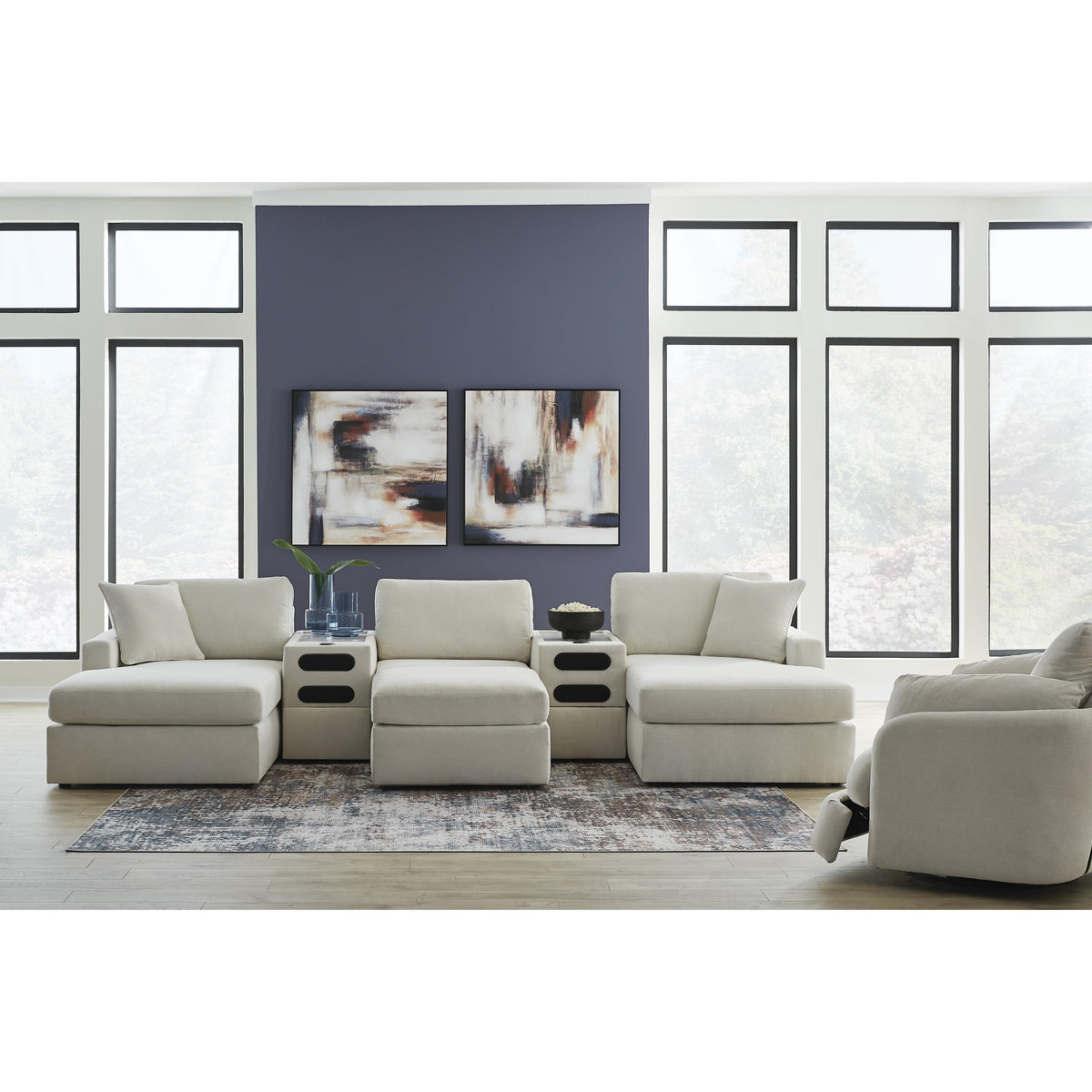  Signature Design by Ashley Modmax 92103S49 5 pc Double Chaise with Audio Consoles IMAGE 4