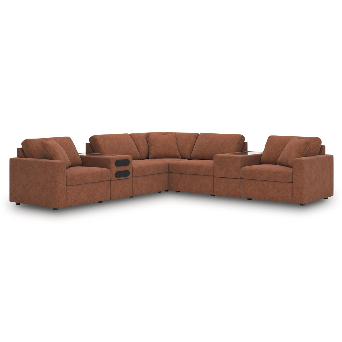  Signature Design by Ashley Modmax 92102S69 7 pc Balanced Sectional with Audio and Storage Consoles IMAGE 1