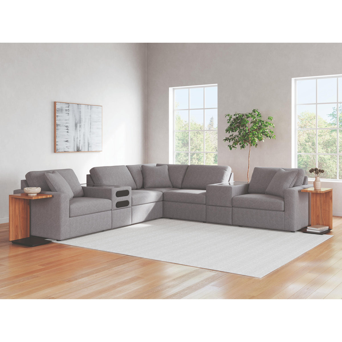  Signature Design by Ashley Modmax 92104S69 7 pc Balanced Sectional with Audio and Storage Consoles IMAGE 2