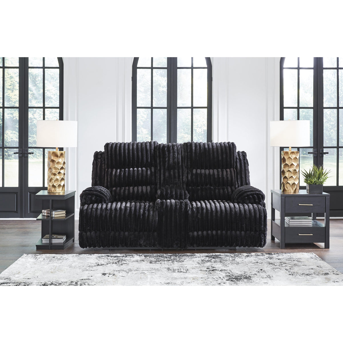  Signature Design by Ashley Rhine Falls PC4280596 Double Reclining Power Loveseat with Console IMAGE 4