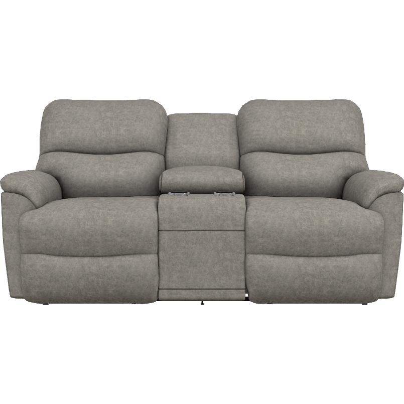  La-Z-Boy Trouper Power Reclining Loveseat w/ Headrest & Console - Charcoal IMAGE 2