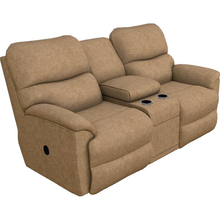  La-Z-Boy Trouper Reclining Loveseat w/ Console - Camel IMAGE 1