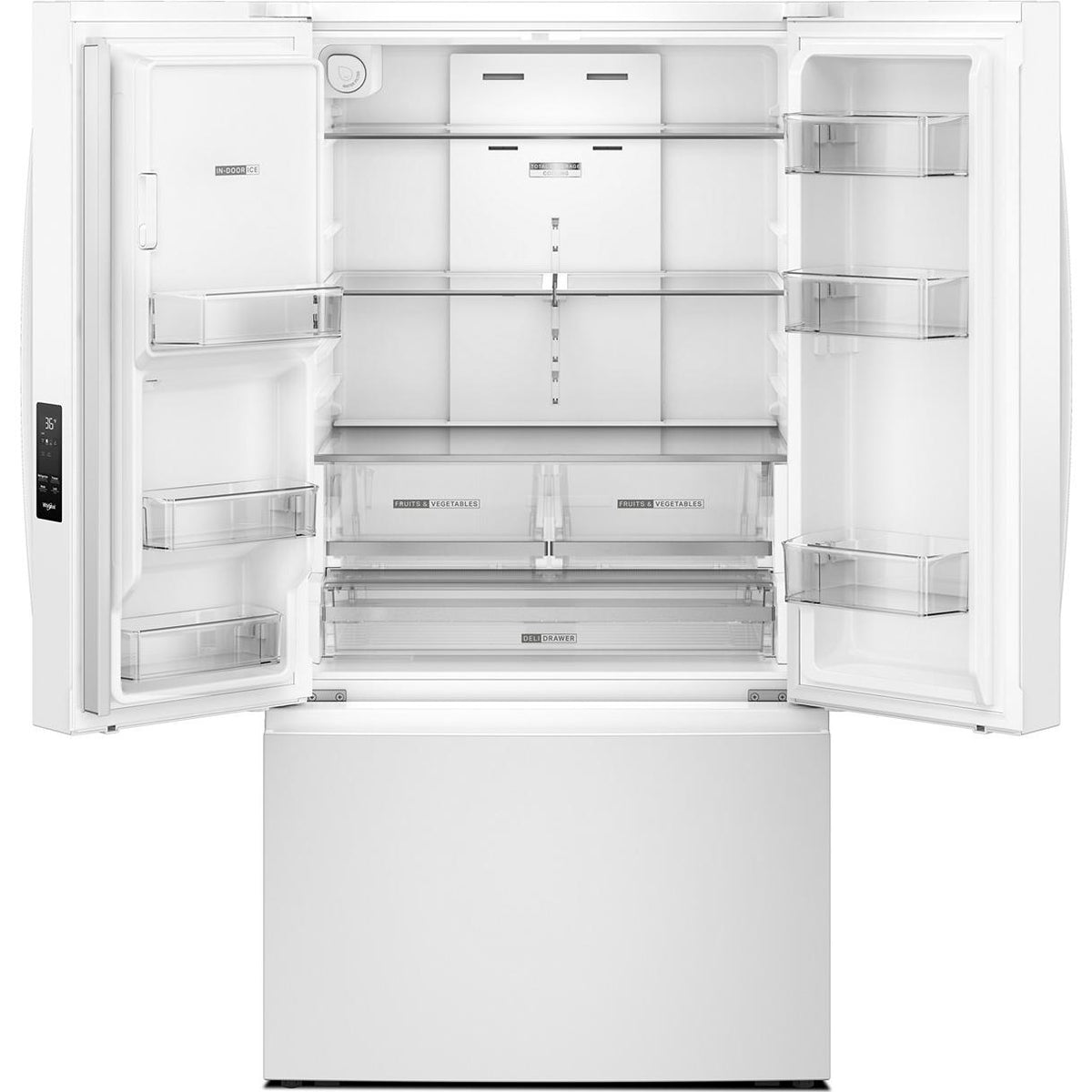  Whirlpool 36-inch, 30 cu. ft. Freestanding French 3-Door Refrigerator with External Water and Ice Dispensing System WRFF3536SW IMAGE 2