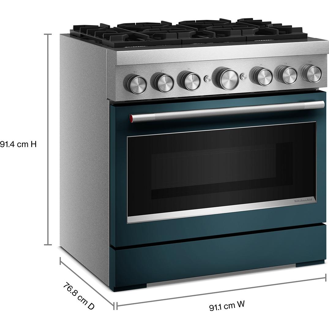  KitchenAid 36-inch, 5.1 cu. ft. Freestanding Commercial-Style Dual-Fuel Range with Even-Heat™ True Convection KFDS936SAG IMAGE 9