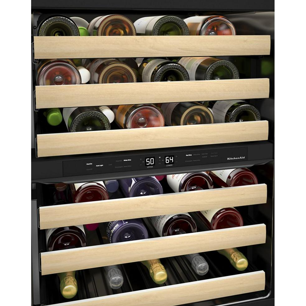 KitchenAid 46-Bottle Undercounter Wine Cellar with Full-Extension Wood-Front Racks KUWR524SPS IMAGE 4