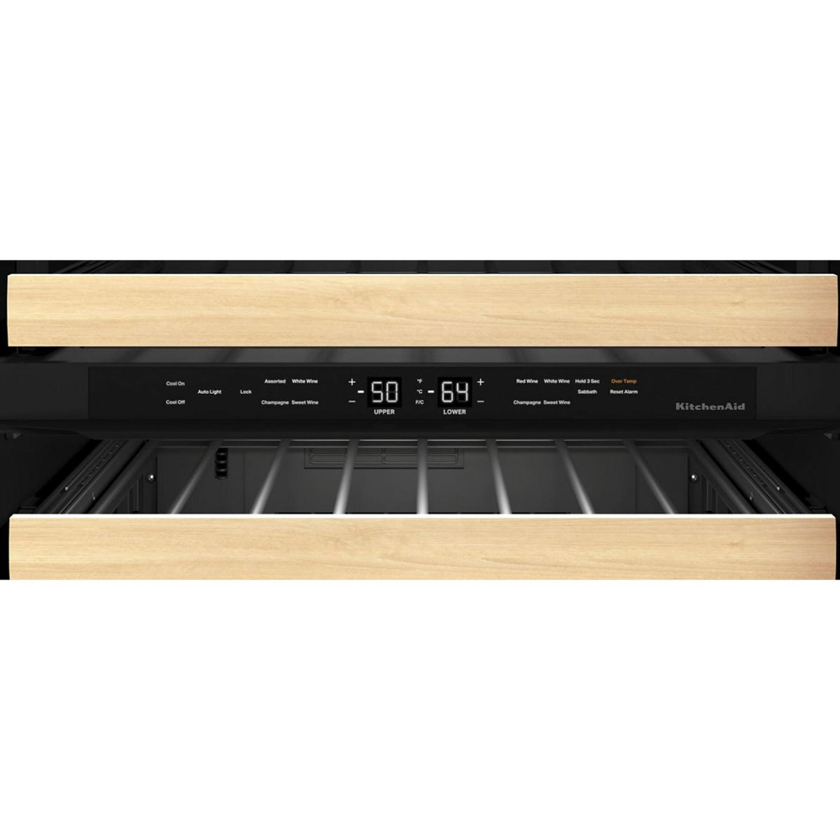  KitchenAid 46-Bottle Undercounter Wine Cellar with Full-Extension Wood-Front Racks KUWR524SJP IMAGE 3
