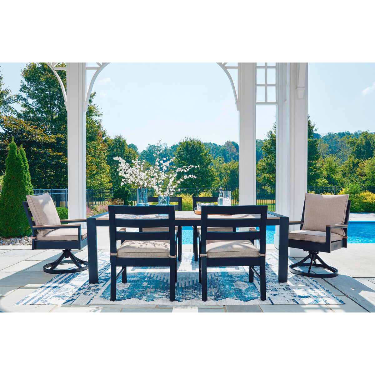  Signature Design by Ashley East Beach PCP587-625 Rectangular Dining Table with Umbrella Option IMAGE 6