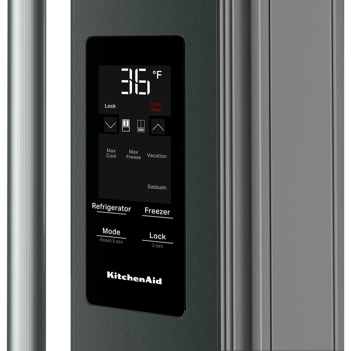  KitchenAid 36-inch, 29.51 cu. ft. Freestanding French 4-Door Refrigerator with Water and Ice Dispensing System KRMF436SJP IMAGE 9