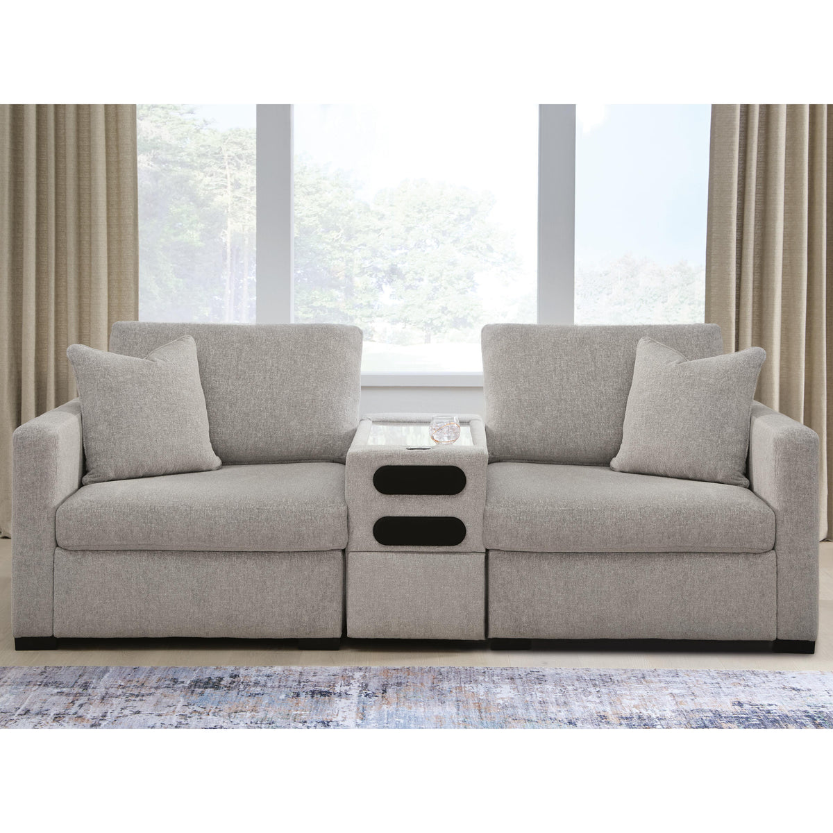  Benchcraft ModMax Luxe Stationary Fabric Loveseat with Console 6860527/6860564/6860565 IMAGE 1