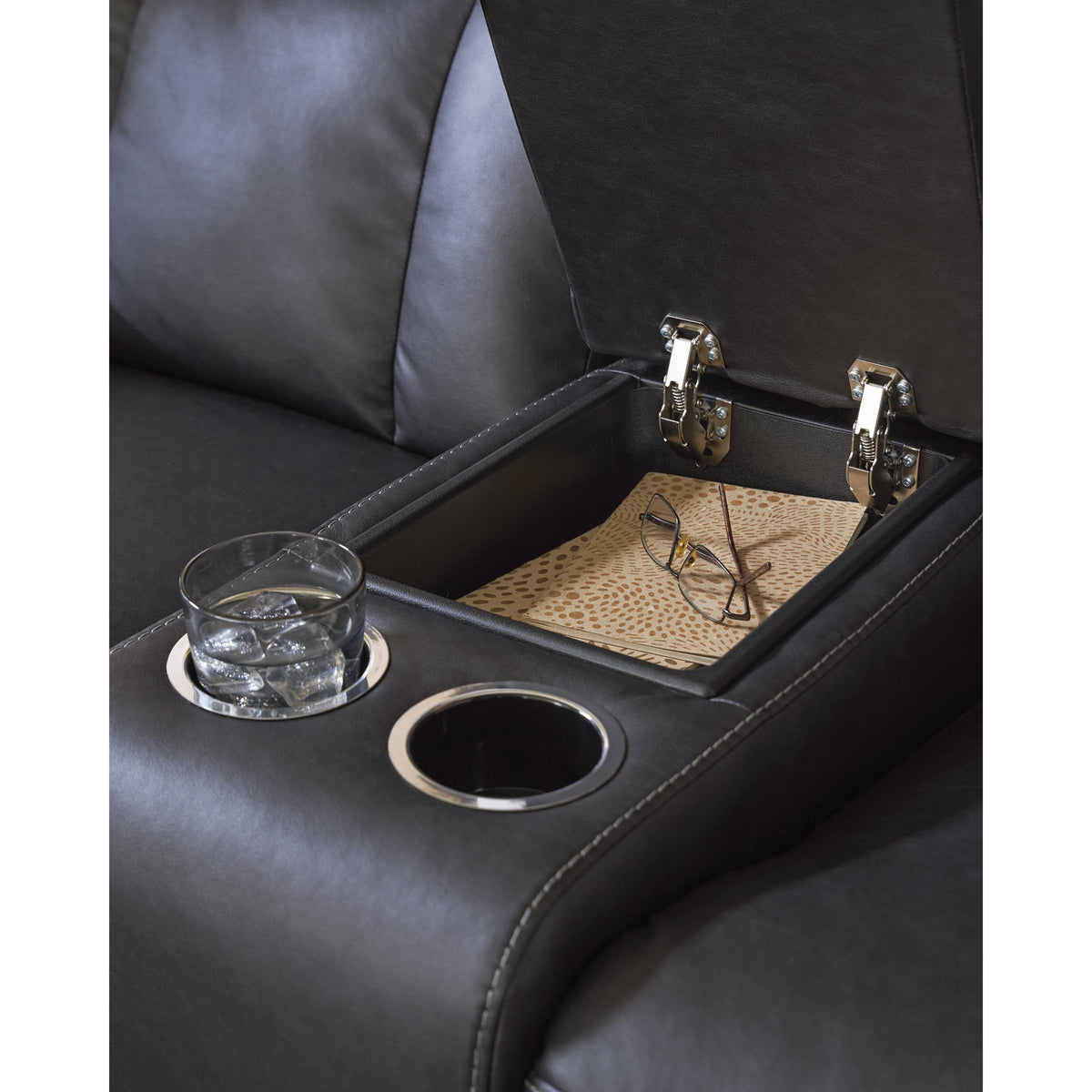  Benchcraft Mackmenville Reclining Leather Look Loveseat with Console 7471394 IMAGE 7