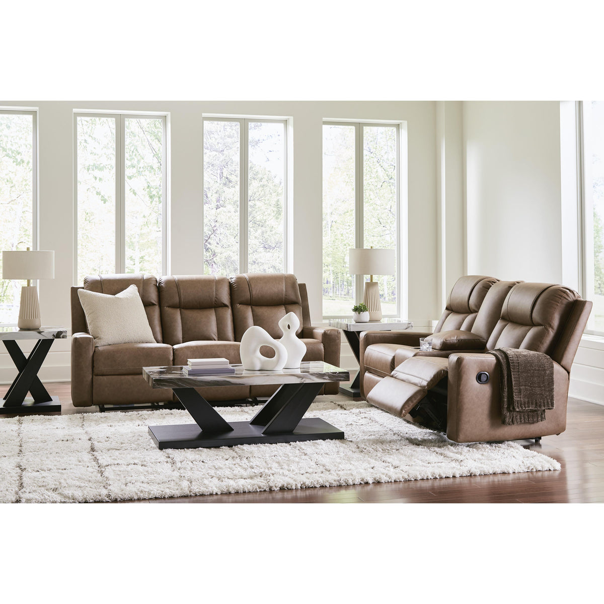  Benchcraft Mackmenville Reclining Leather Look Loveseat with Console 7471494 IMAGE 9