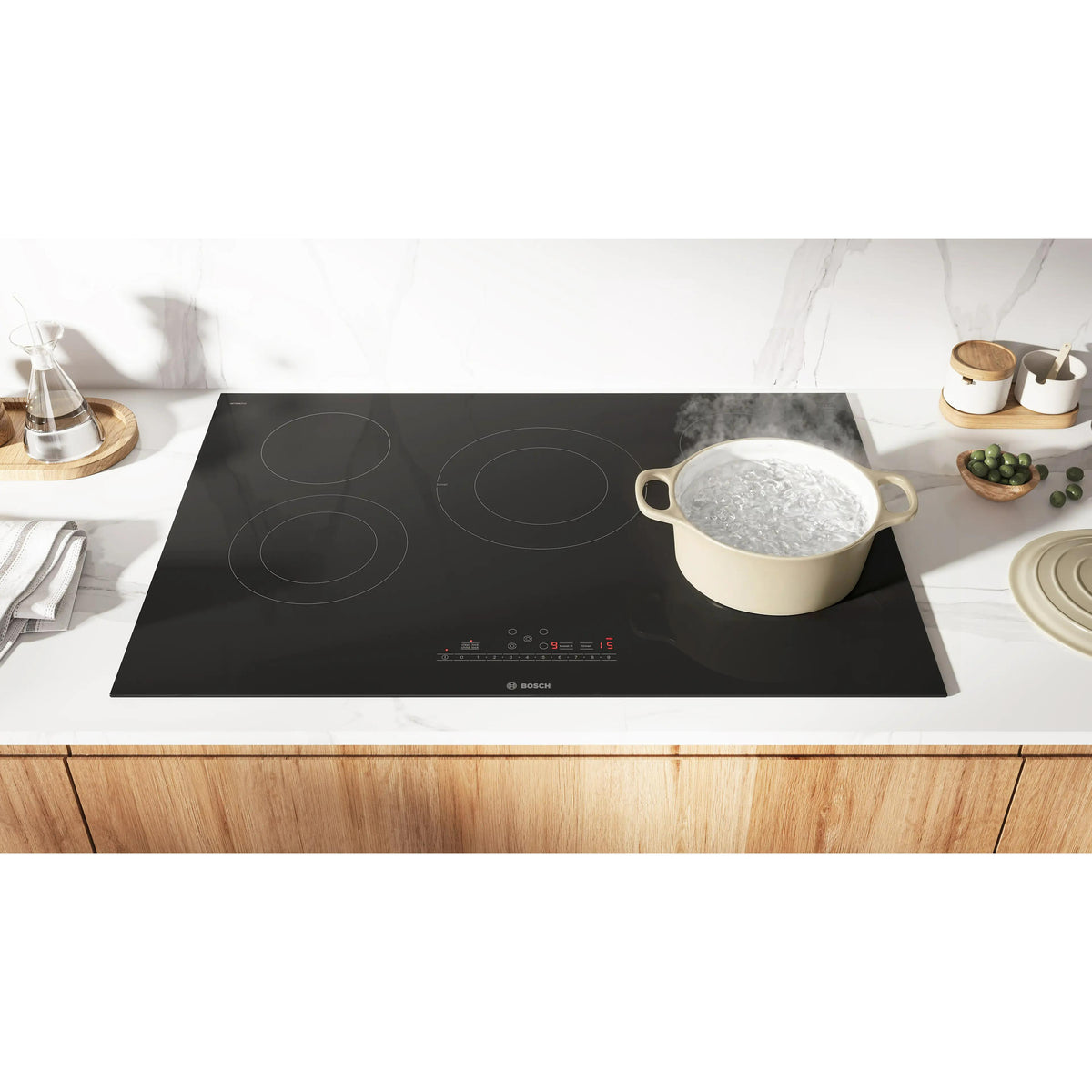  Bosch 30-inch Built-In 800 Series Electric Cooktop without frame NET8062UC IMAGE 7